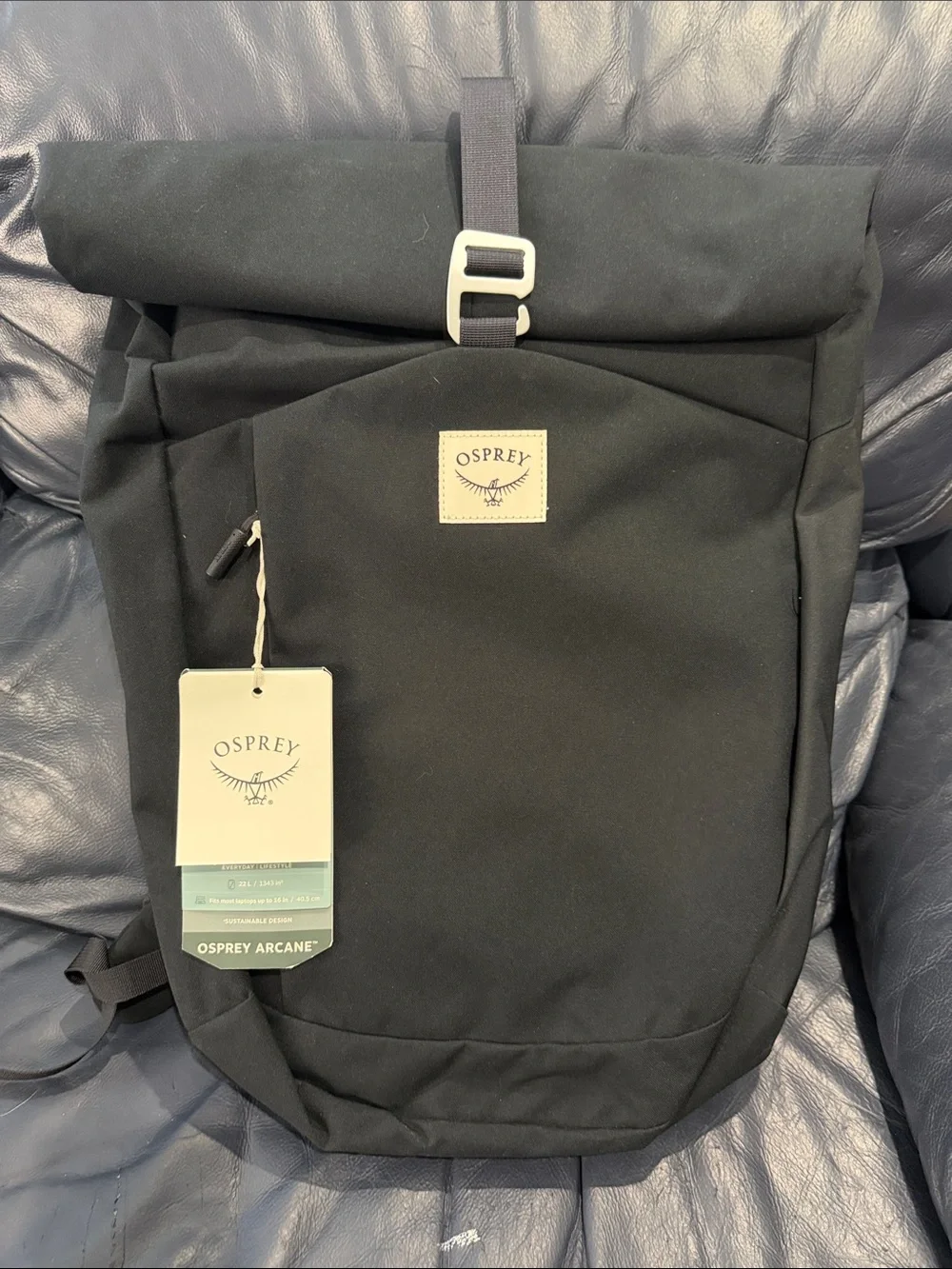 NWT OSPREY Arcane Roll-Top Backpack in Black